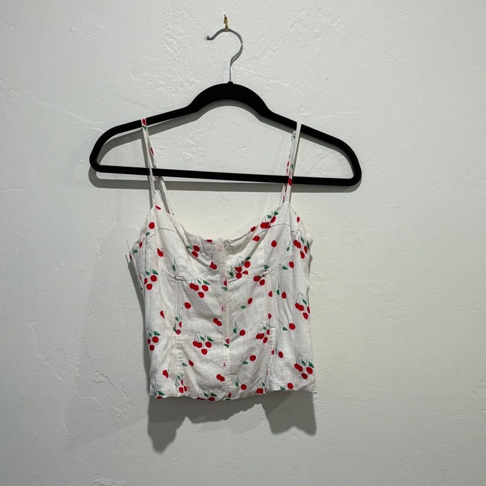 Aqua White Corset with Red Cherry Design